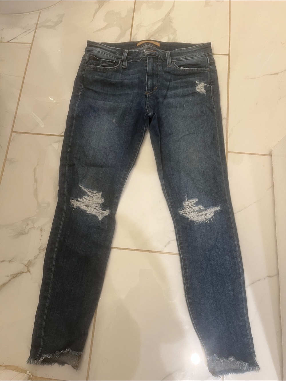 Joe's Jeans Dark Blue Distressed Straight Leg